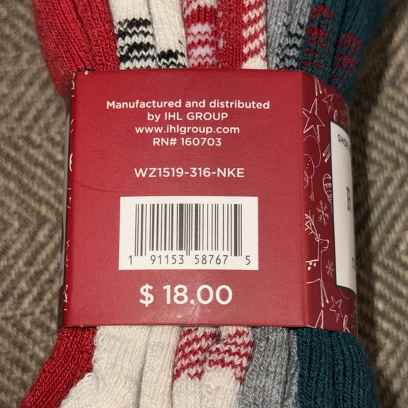 NWT Rae Dunn Christmas/Holiday WMN’s Cushioned Mid Crews Socks Green/Red 5pair - Picture 5 of 11